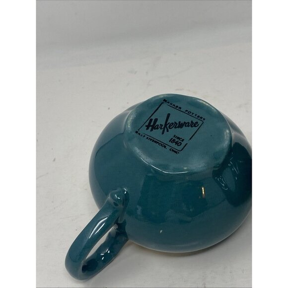 Harker Corinthian Dark Teal Green Sugar  Creamer Gadroon Edge Vintage Harkerware - Picture 9 of 12